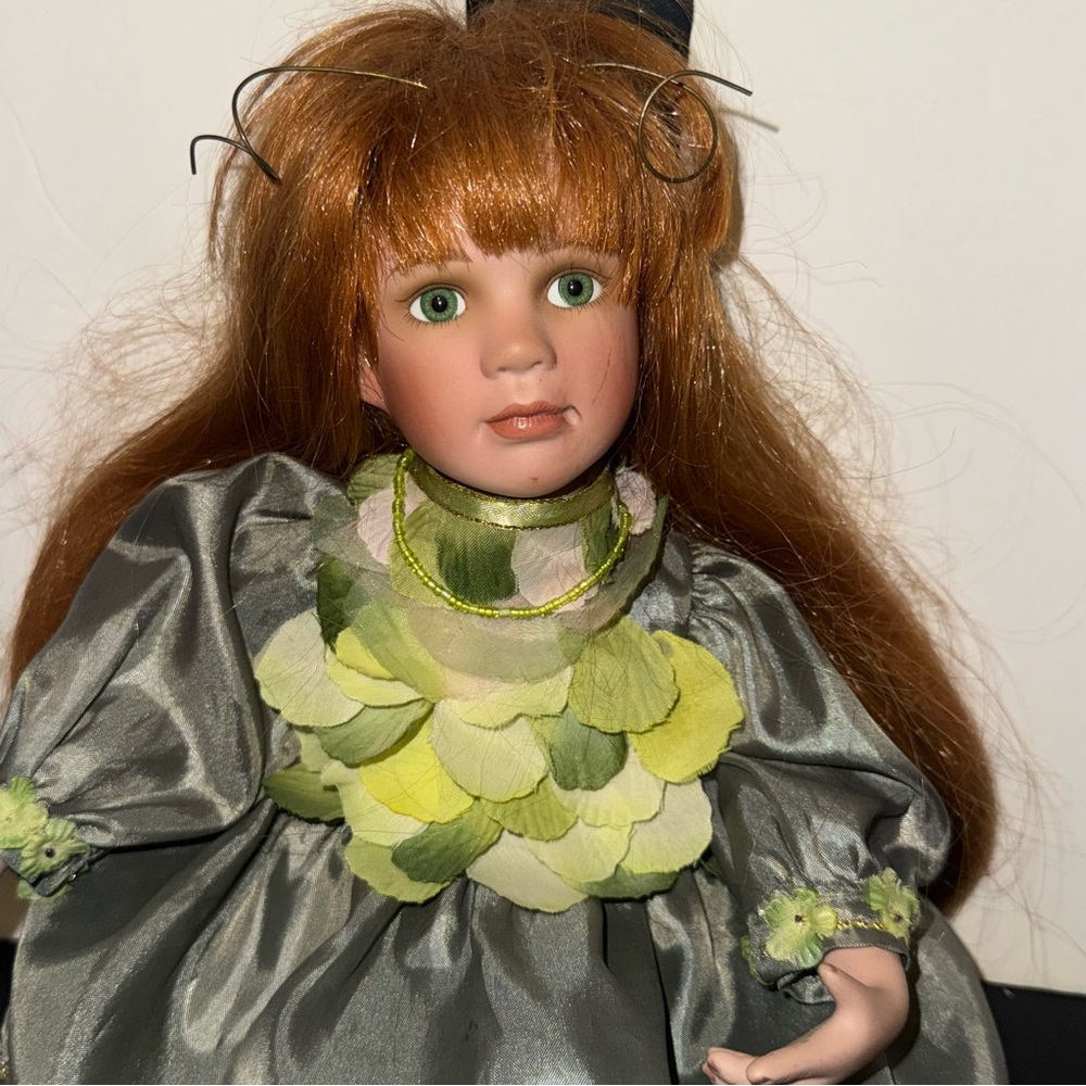 Signed and Numbered 2001 Porcelain Fairy Doll with Beaded Necklace
